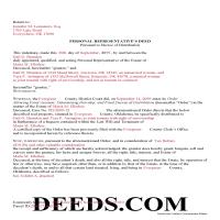 Completed Example of the Personal Representative Deed of Distribution Document Page 1