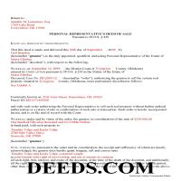 Completed Example of the Personal Representative Deed of Sale Document Page 1