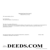 Memorandum of Trust Form Page 1
