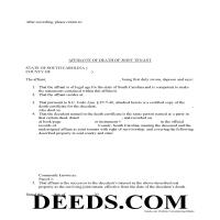 Horry County Affidavit of Deceased Joint Tenant Form Page 1