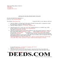 Berkeley County Completed Example of the Affidavit of Deceased Joint Tenant Document Page 1