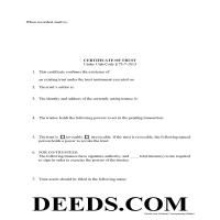 Daggett County Certificate of Trust Form Page 1