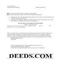 Fauquier County Transfer on Death Deed Form Page 1