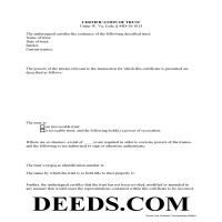Certificate of Trust Form Page 1