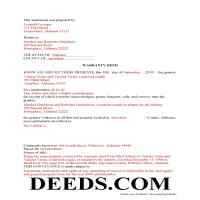 Completed Example of the Warranty Deed Document Page 1