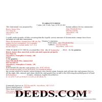 Completed Example of the Warranty Deed Document Page 1