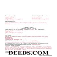 Completed Example of the Warranty Deed Document Page 1