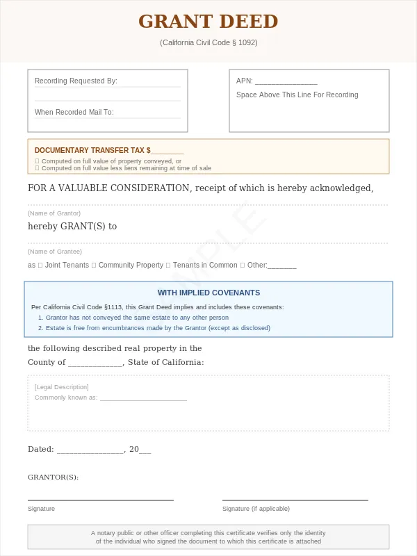 Sample Grant Deed Form