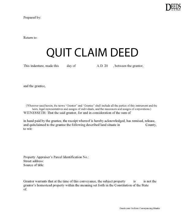 Quitclaim Deed Information Guide Examples And Forms Deeds Com