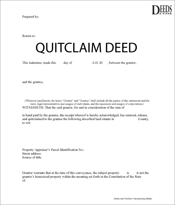 Quitclaim Deed Quitclaim Deed
